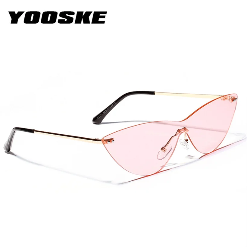 

YOOSKE Brand Cat Eye Sunglasses Women Men Luxury Brand Designer High Quality Rimless Sunglass Men Vintage Sun Glasses sUV400