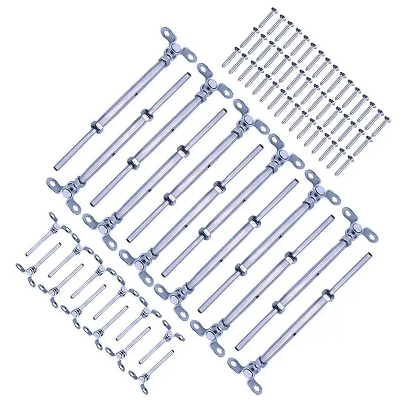 12Pcs T316 Steel Adjustable Angle Cable Railing Hardware Kit For 1/8Inch Wire Rope Wood Post | Обустройство дома