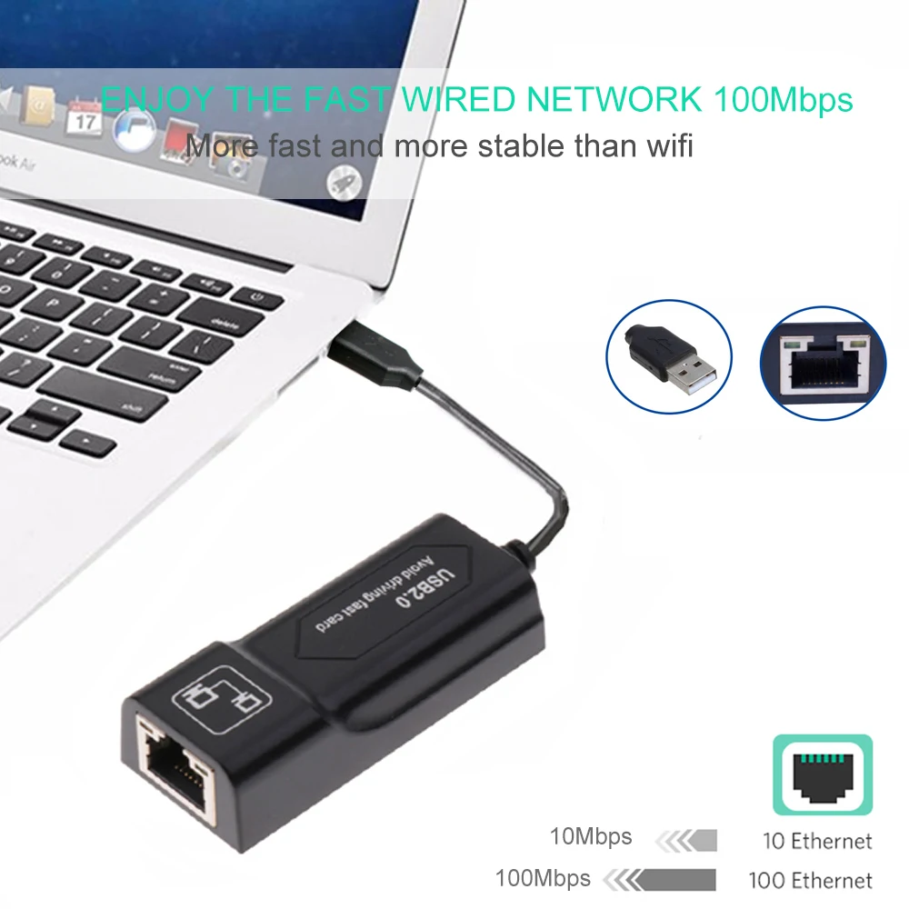 USB Ethernet адаптер к RJ45 10/100 Мбит сетевая карта LAN Сетевой usb Lan для ПК ноутбук Win7 Andriod