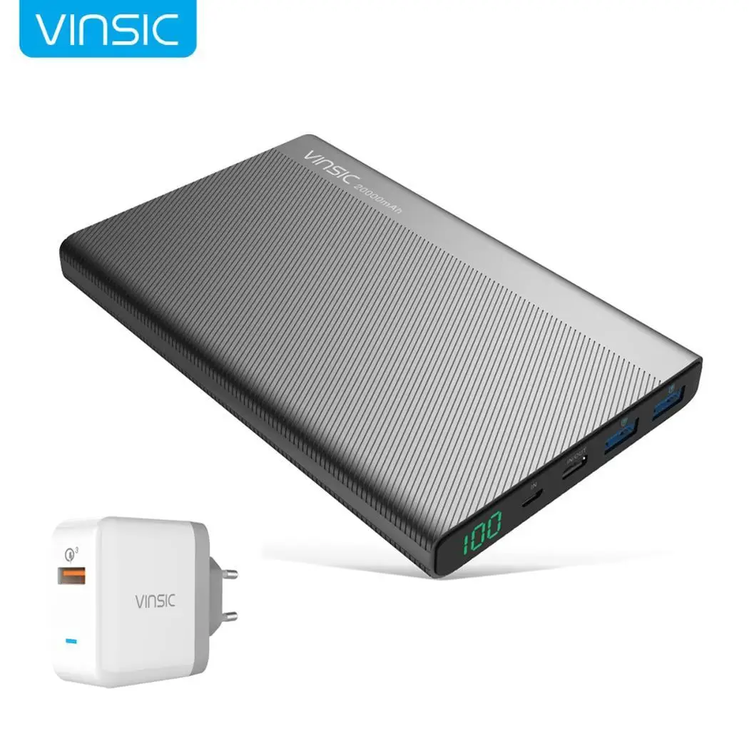 20000 mAh lcd power Bank type C двойной легкий вес компактный размер USB внешний общий