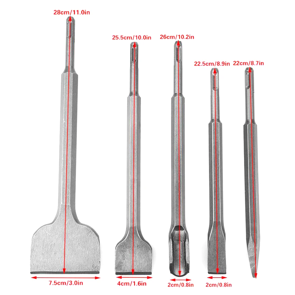 

5Pcs Rotary Hammer Chisel Bit Different Type Sds Plus Bits Chisel Set For Electric Rotary Hammer Drop shipping