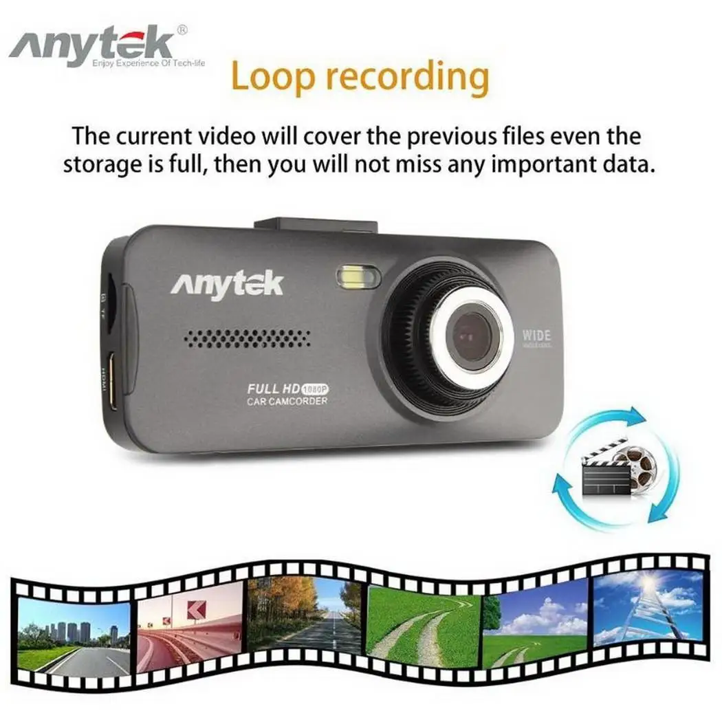 Anytek AT900 2 7 ''видеорегистратор Full HD 1080P Автомобильный видеорегистратор камера WDR