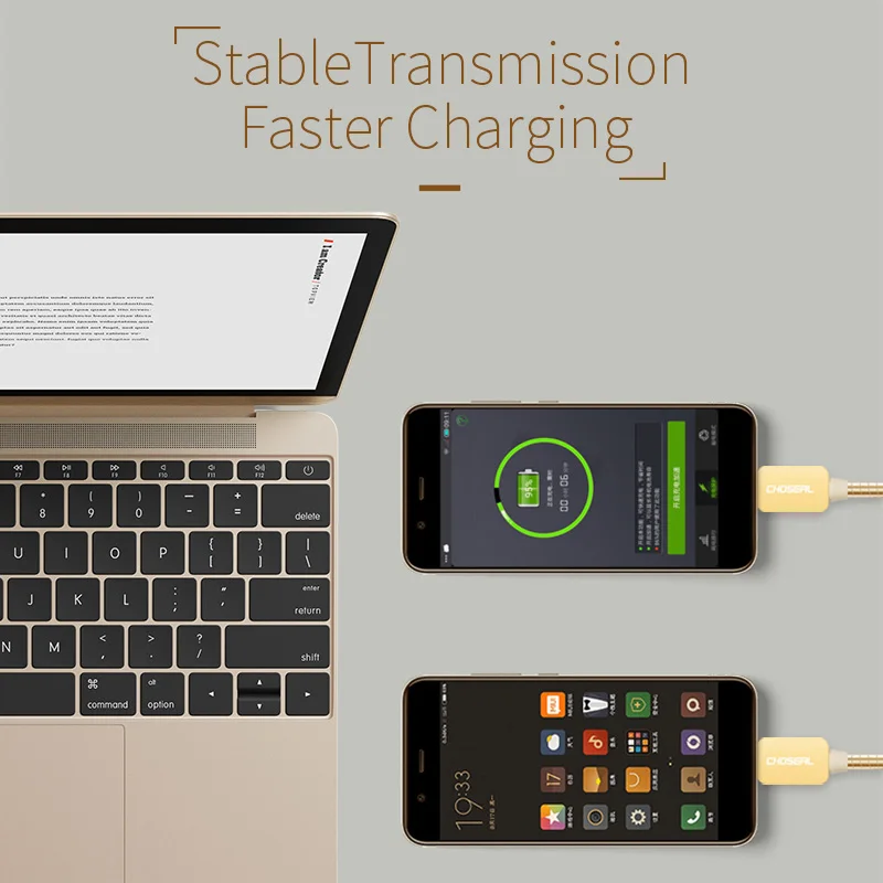 Зарядный кабель Micro USB CHOSEAL металлический плетеный шнур для быстрой синхронизации