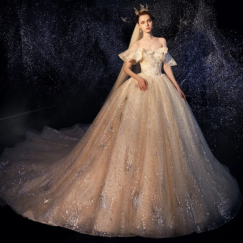 Vivian's Bridal Fancy Sky Empire Weding роскошное кружевное платье с блестками аппликацией