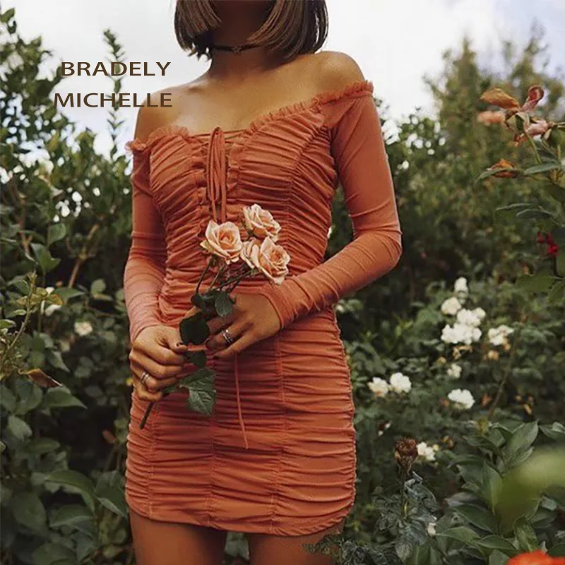 Vestidos verano 2019 пикантное женское эластичное платье футляр с длинным рукавом