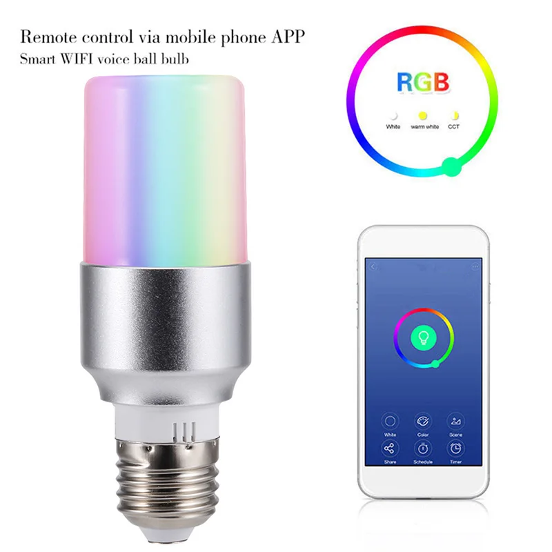 E27/14/b22 умная лампочка RGB Беспроводная Bluetooth с регулируемой яркостью Светодиодная