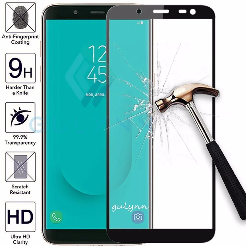 

GULYNN Full Cover Tempered Glass For Samsung Galaxy J3 J5 J7 J4 J6 A6 A8 2017 2018 Plus Screen Protector Protective Glass Film