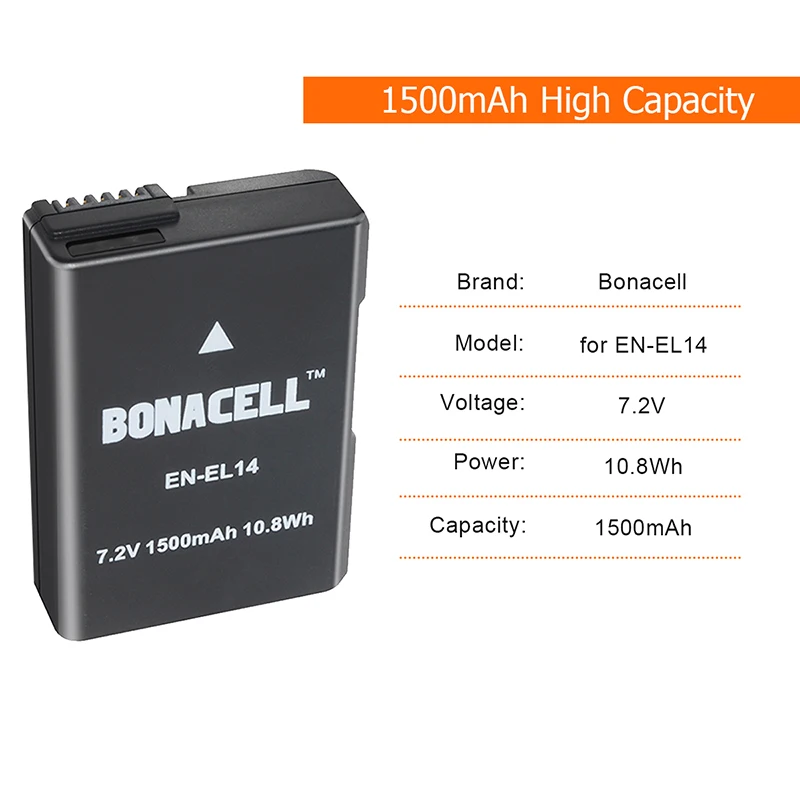 Литий ионные аккумуляторы bonacell 2 шт. зарядное устройство с ЖК дисплеем и USB для Nikon