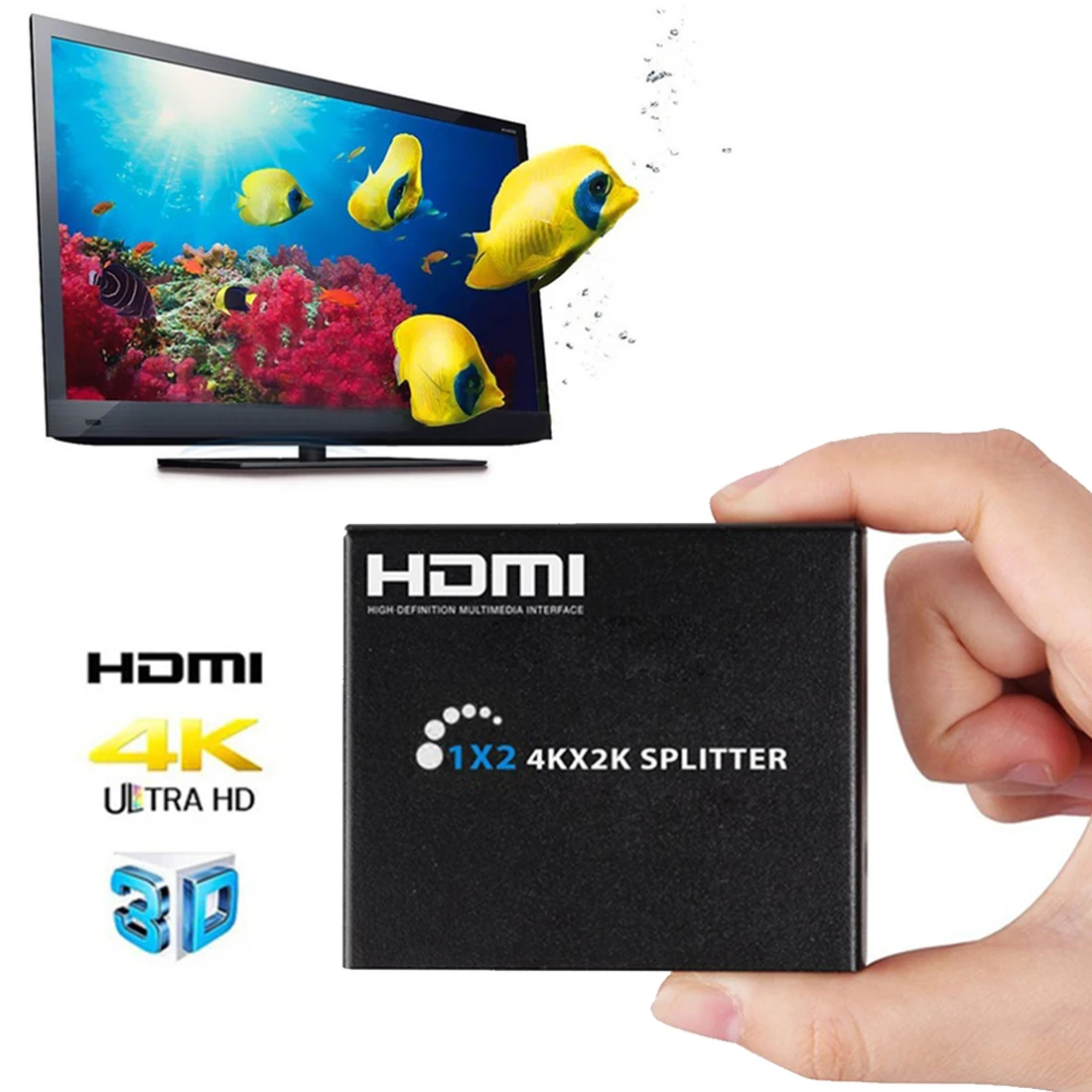 1 до 2 порты Переключатель HDMI + DC 5 В 1A адаптер или USB питание Кабель для 1080 P 3D HDTV HDCP