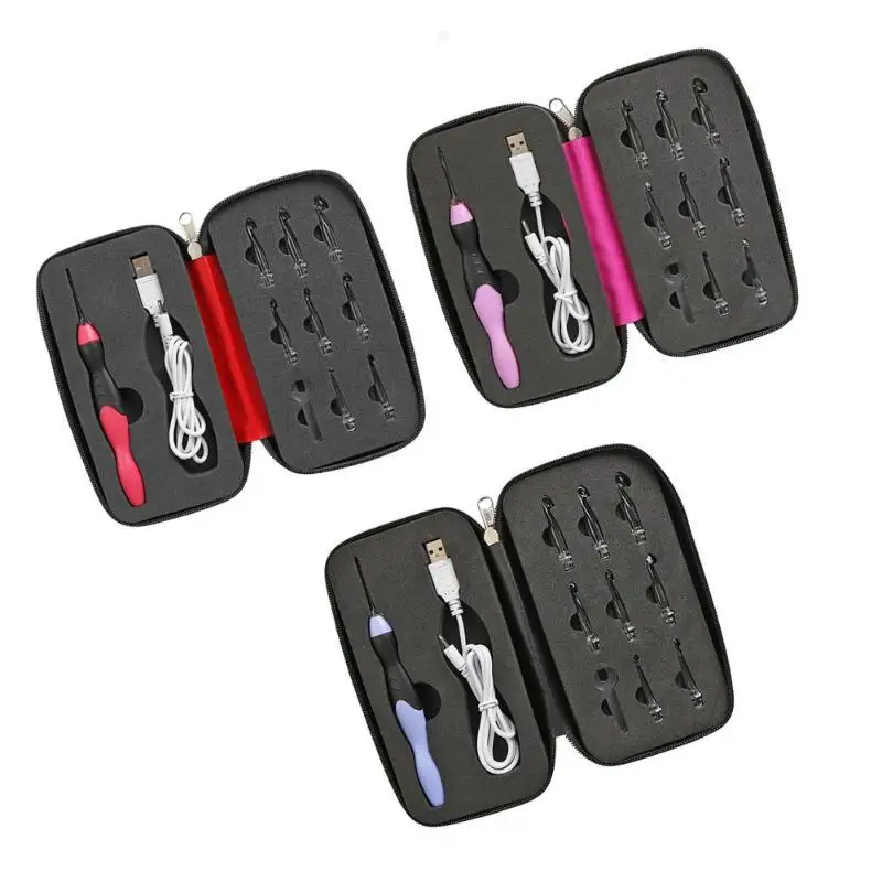 9 в 1 USB светящиеся крючки вязальные Вязание иглы светодиодный набор инструментов