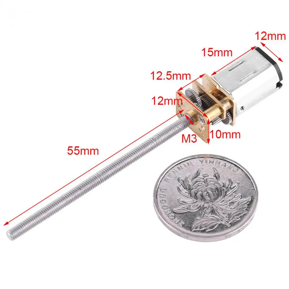 VBESTLIFE DC 6V мотор редуктор с длинной M3 * 55 мм винтовой резьбой выходной вал 30 об/мин ~