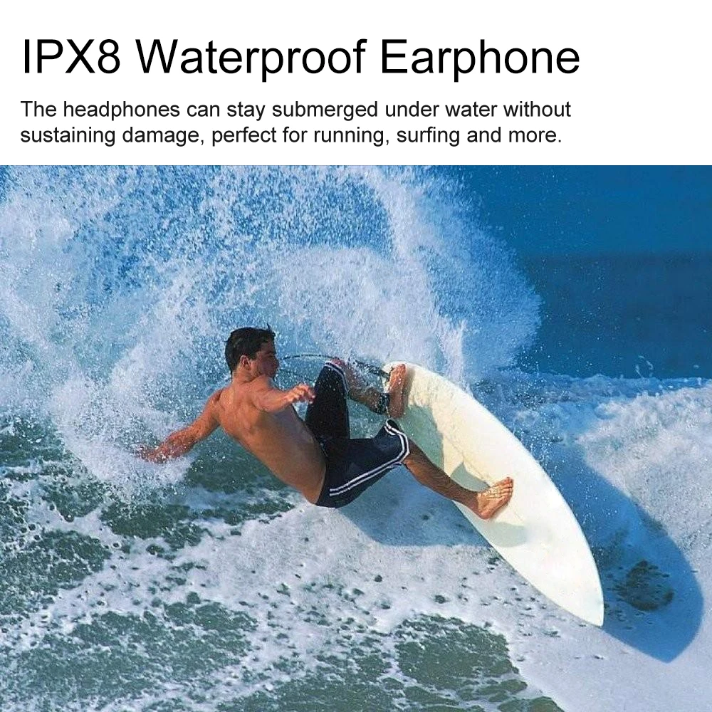Водонепроницаемые спортивные наушники IPX8 Bluetooth CSR Беспроводная стереогарнитура