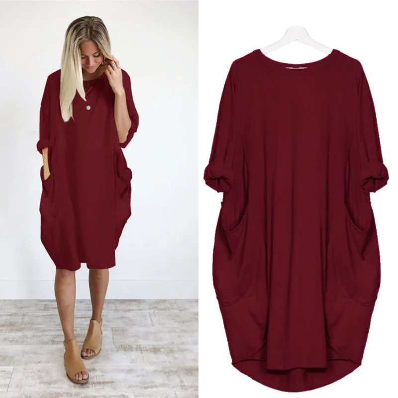 6 цветов свободное платье для беременных осеннее Повседневное с длинным рукавом |