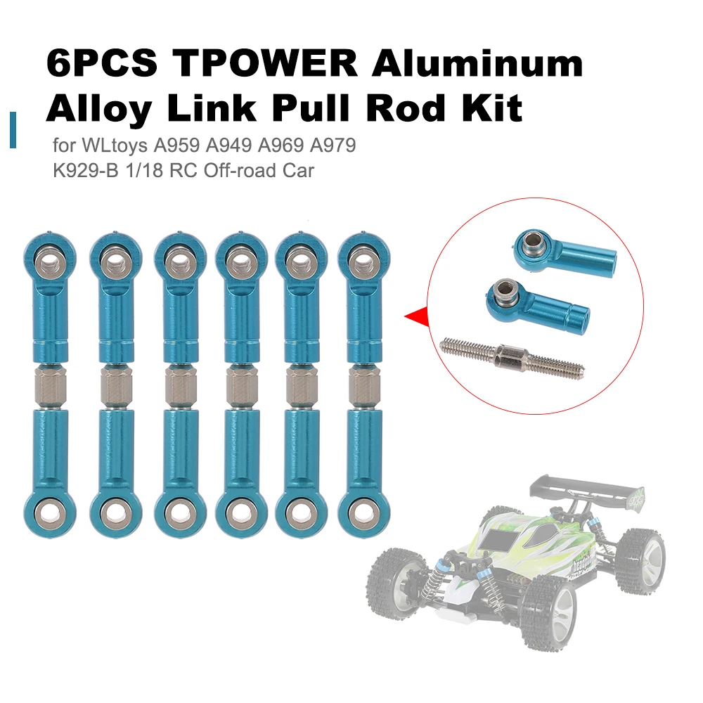 6 шт. TPOWER комплект из алюминиевого сплава для тягового стержня WLtoys A959 A949 A969 A979 K929 B