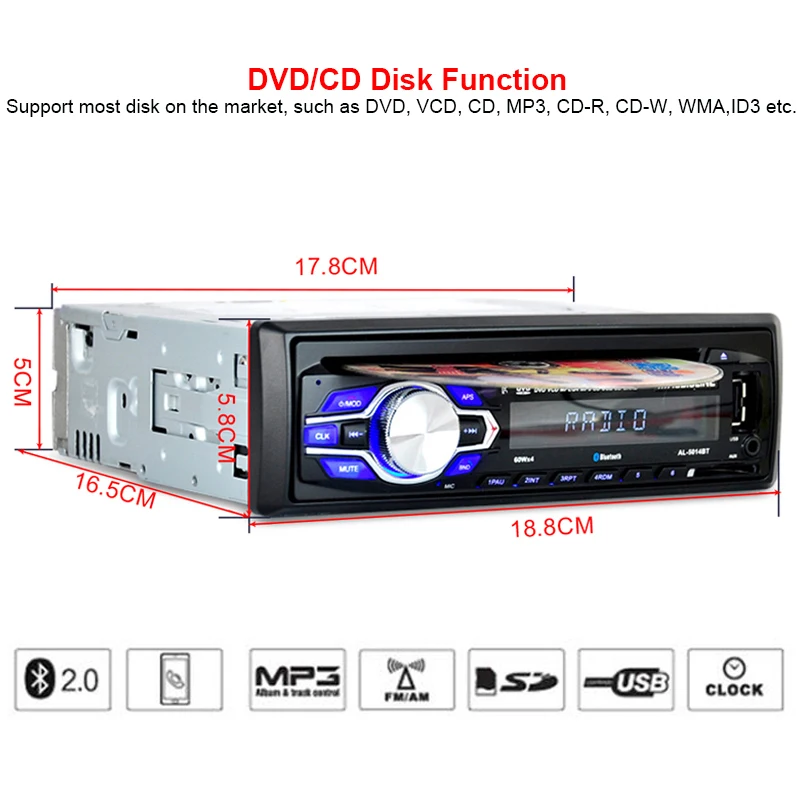 Автомобильное радио DVD плеер помощи при парковке 1 Din 12 V автомобильный
