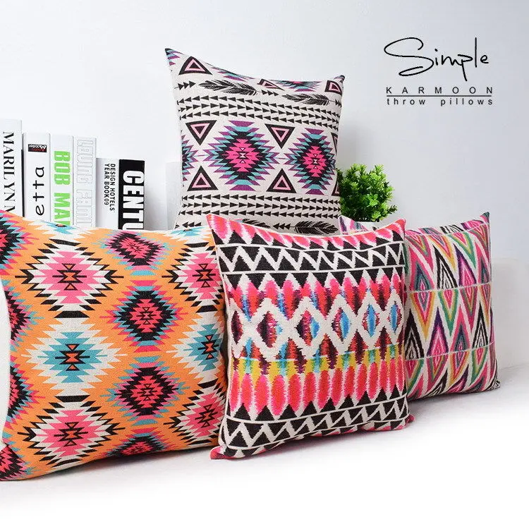 Хлопковый чехол для подушки linen18 &quotx 18&quot с геометрическим рисунком | Дом и сад