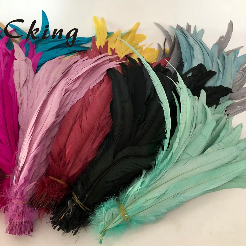 Оптовая продажа с фабрики 100 шт./лот перо петушиного хвоста Красочные 30 35 см (12 14