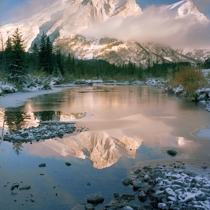 Fv2065 естественные моменты фотографии Mt. Kidd в зимний плакат печать (13x18) | Дом и сад