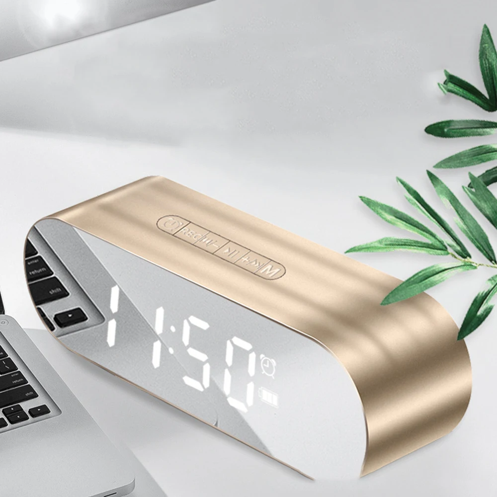 Светодиодный USB зарядный зеркальный цифровой будильник с Bluetooth fm радио
