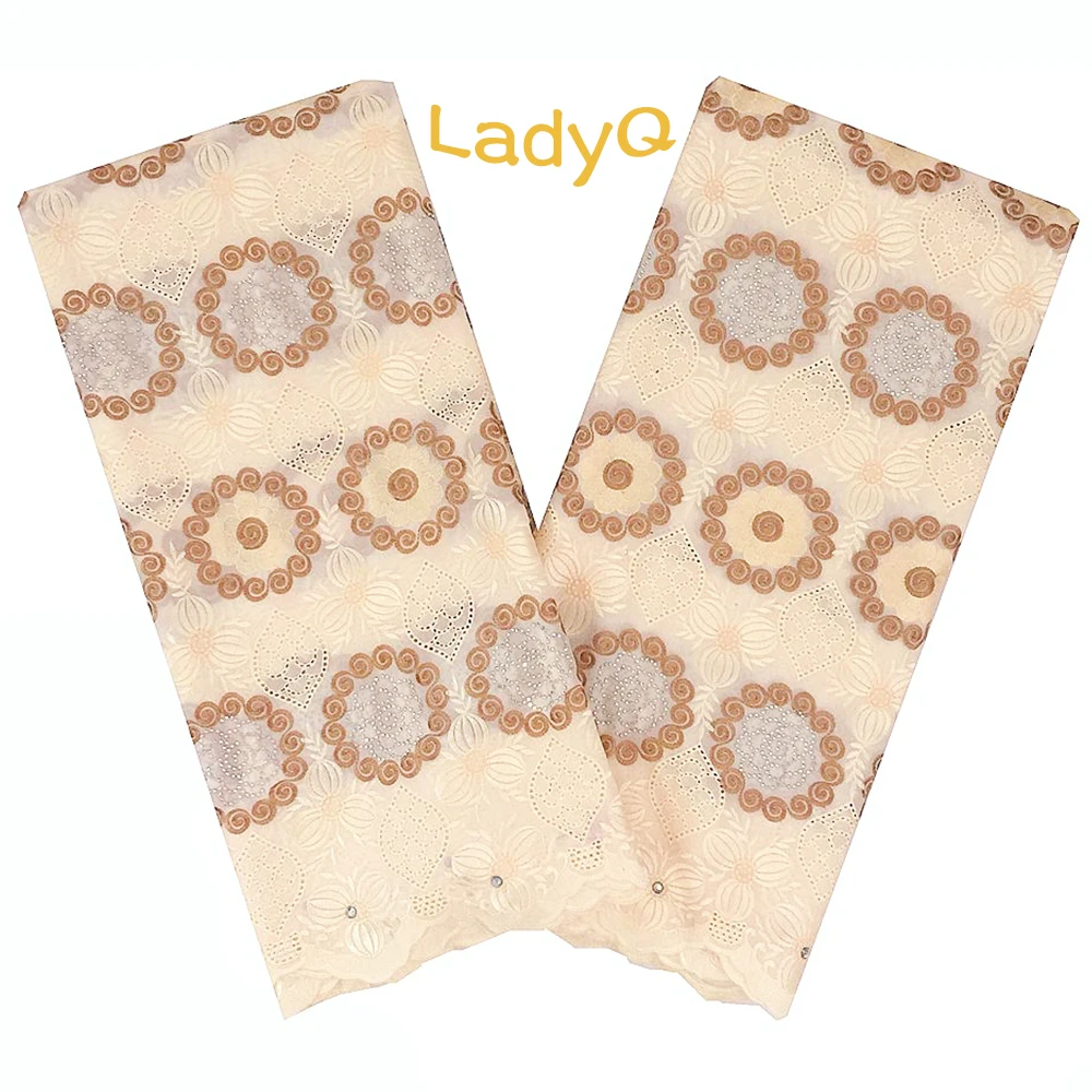 LadyQ Aso Ebi белая нигерийская кружевная ткань для свадьбы 2018 Хлопок Вышитая