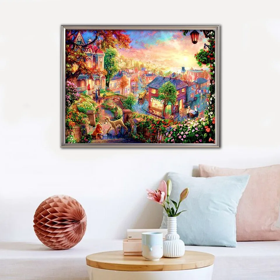 EverShine Diamond Mosaic Full Display Landscape 5D Painting Town Scenery Cross Stitch Embroidery Children's Gift | Дом и сад