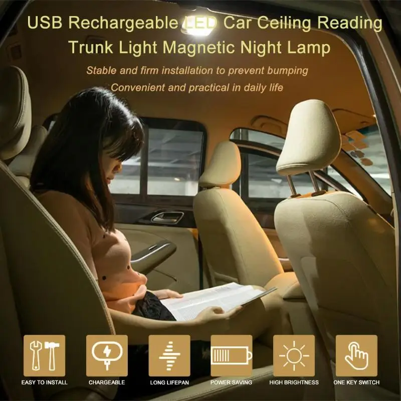 Универсальный USB Перезаряжаемый белый/синий светодиодный автомобильный