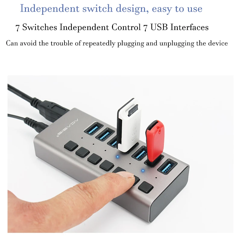 Acasis Usb Hub 3 0 Высокоскоростной 7-портовый концентратор разветвитель вкл/выкл