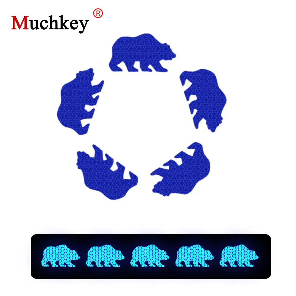 

Cartoon Animal Bear Shape DIY Car Bicycle Sticker Safety Reflective Warning Stickers Decoration Decals Waterproof Tags 10Pcs