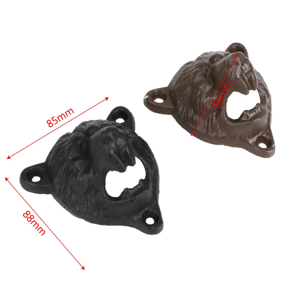 Bottle Cap Opener Cast Iron Bear Head Metal Beer Can Vintage Style Wall Hanging Kitchen Bar Tools | Дом и сад
