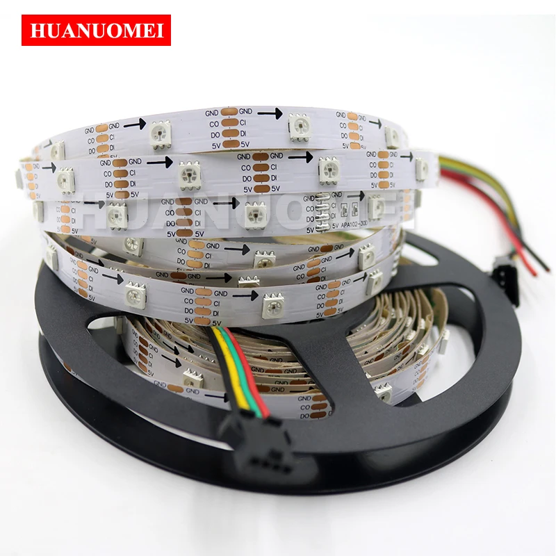 5 м 30 светодиодный s APA102 цифровой RGB полосы 5050 SMD белый черный гибкая печатная плата