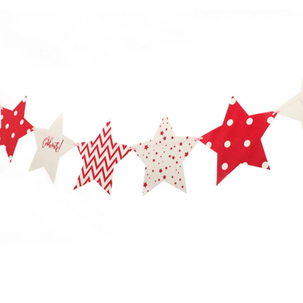 Party Supplies Star Paper Banner Hanging Decor Garland 2M Blue Wedding Baby Shower Bunting Dotted Stars INS Style | Дом и сад
