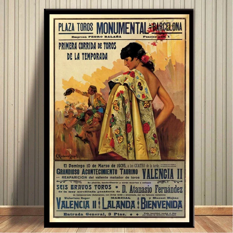 Bullfight винтажный постер Ad Барселона Испания 1935 года исрида печать на холсте