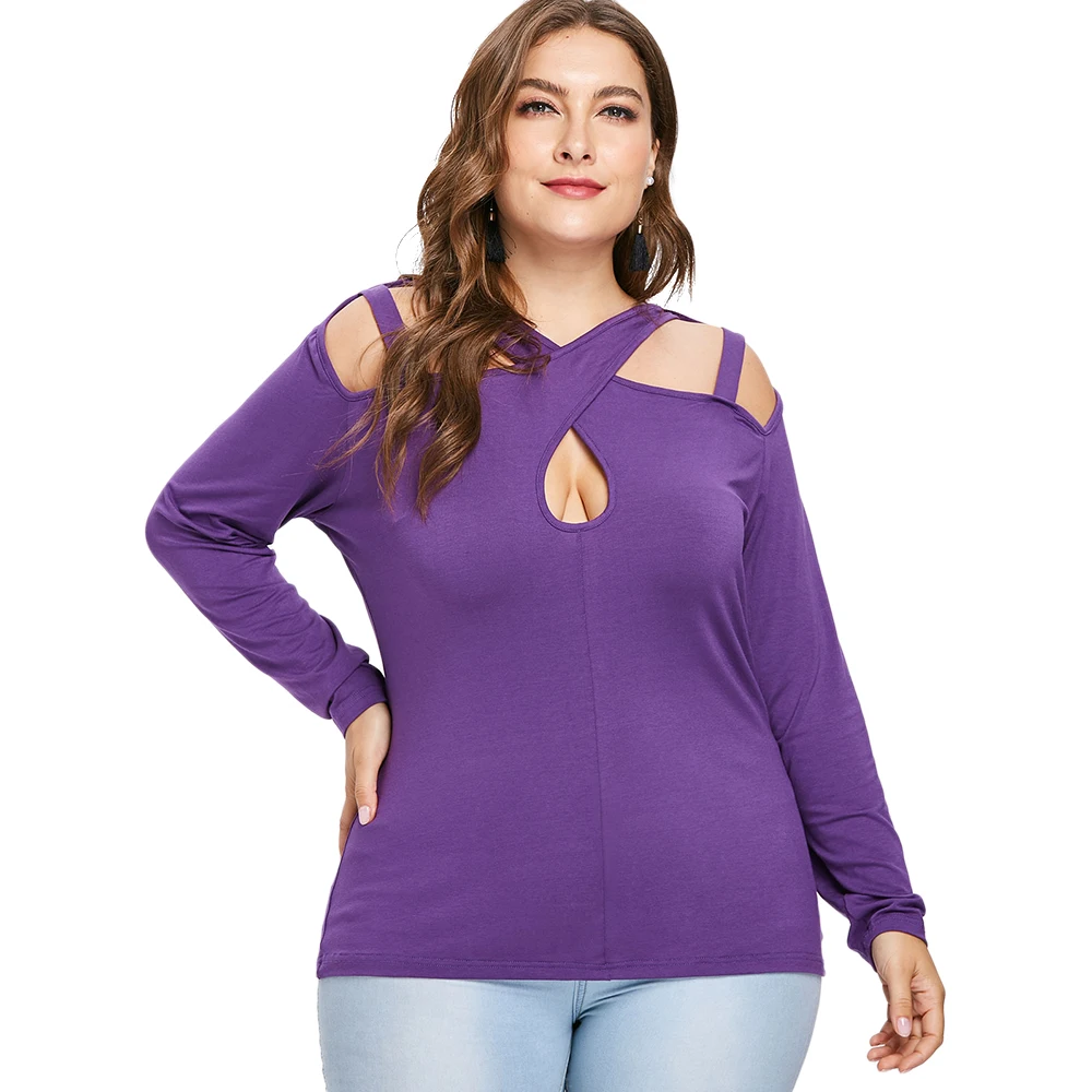 Joineles крест накрест весенние модные женские рубашки элегантные фиолетовые Блузы