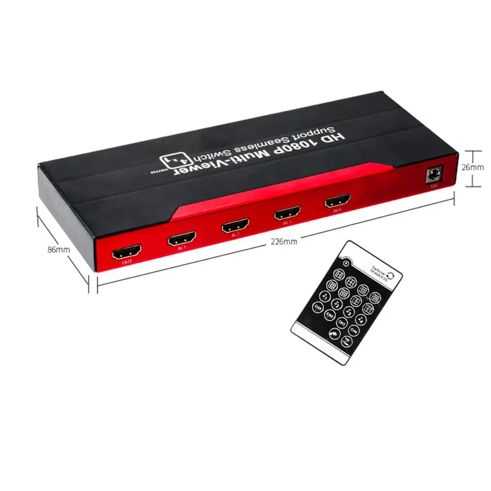 TreasLin Hdmi 4X1 Quad Multi Viewer с бесшовным переключателем ИК беспроводным пультом