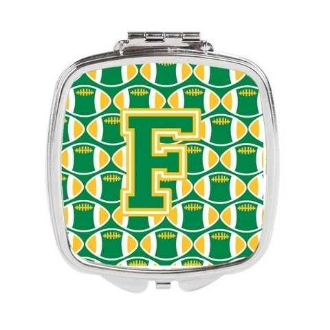 Carolines Treasures CJ1069 FSCM Письмо F футбол зеленый и золотой компактное зеркало|Зеркала