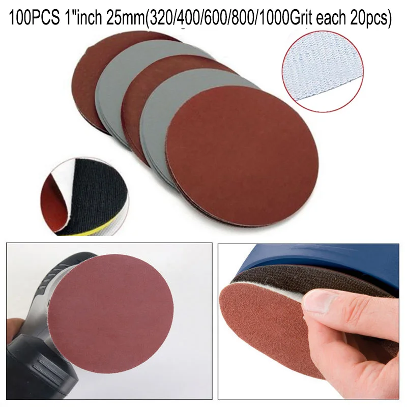 100x1 25 мм 320/400/600/800/1000 шлифовальных дисков Крюк & Петля шлифовальный бумажный