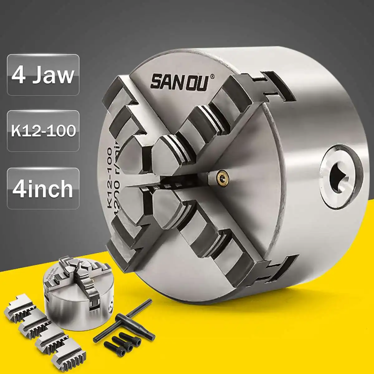 SANOU K12 100 токарный патрон мм 4 х кулачковый Самоцентрирующийся упрочненный