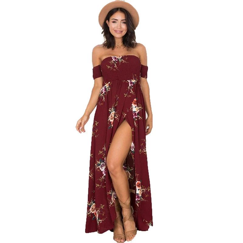 2018 модное женское платье с открытыми плечами С Принтом Свободного Покроя Vestidos De