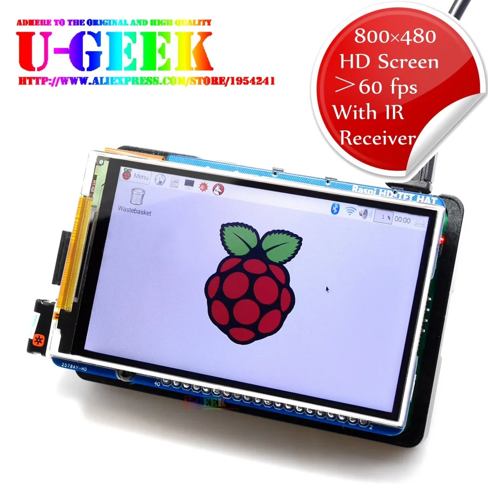 TFT-экран UGEEK 3,5 дюйма 800x480 60fps | HD высокоскоростной ЖК-модуль | Дисплей 3,5 дюйма для Raspberry Pi 4B 3B + 2B Zero | IR | Kali