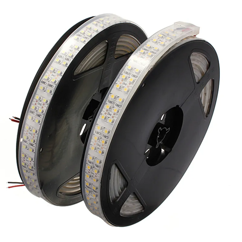 CLAITE 5 м 120 Вт DC12V двухрядная 3528 SMD 1200 Светодиодная Белая теплая белая IP67