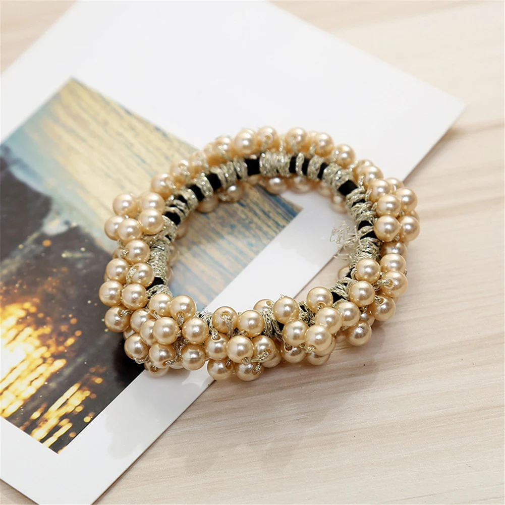 Резинки для волос с жемчужинами и бусинами женские эластичные заколки хвоста