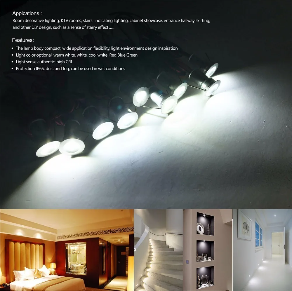 Декоративное освещение утопленный точечный светодиодный светильник, 1 Вт, AC85-277V, диммер, 15 мм, вырез 120D, витринный светильник, 9 шт./компл. от AliExpress RU&CIS NEW