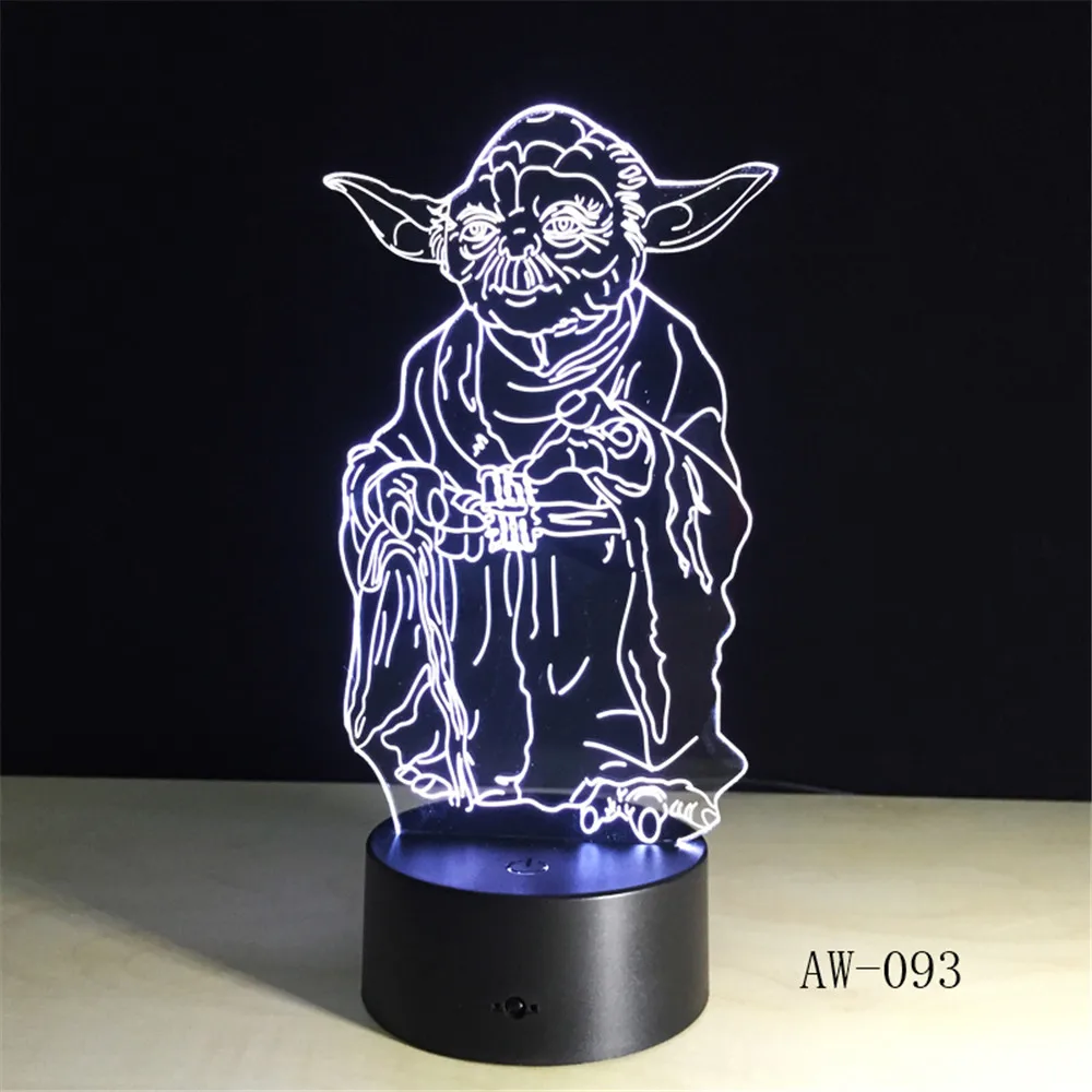Звездная война Master YODA 3D светодиодный светильник ночник разноцветная RGB лампа