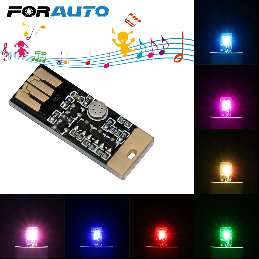 FORAUTO светодиодный светильник для автомобиля с usb разъемами RGB музыкальный Ритм