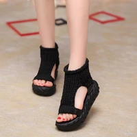 comfortable casual wool womens summer sandals 2019 new arrival knit platform shoes candy color wedge sandalias