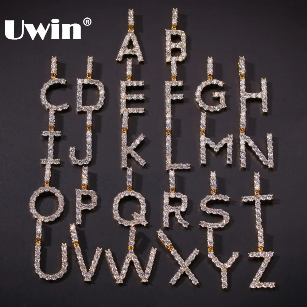 Ожерелье UWIN Iced маленького размера с фианитом ожерелье буквами и кулоном для