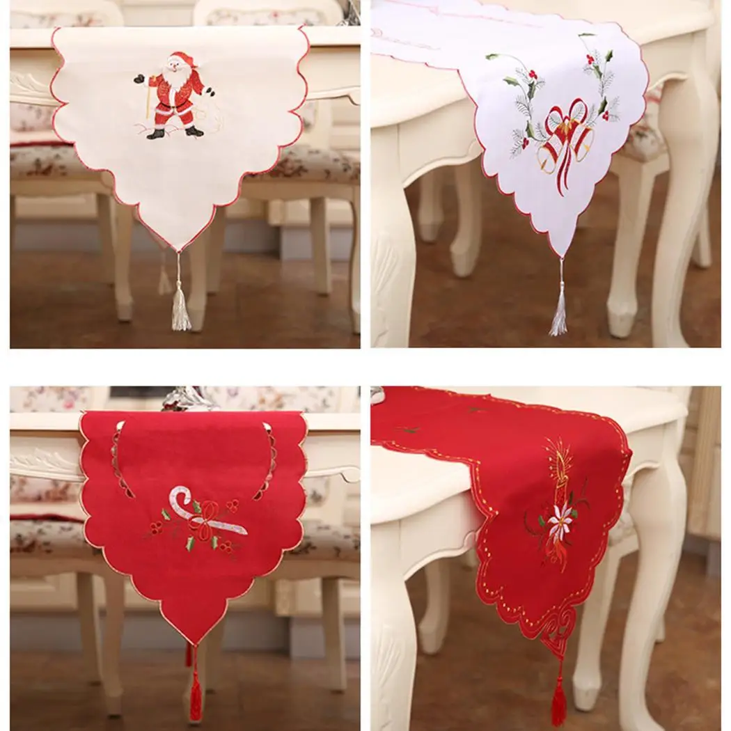 bells Christmas Table Flag Santa Out Hollow candles Crutches Decorations Claus Embroidered Party Gift | Дом и сад