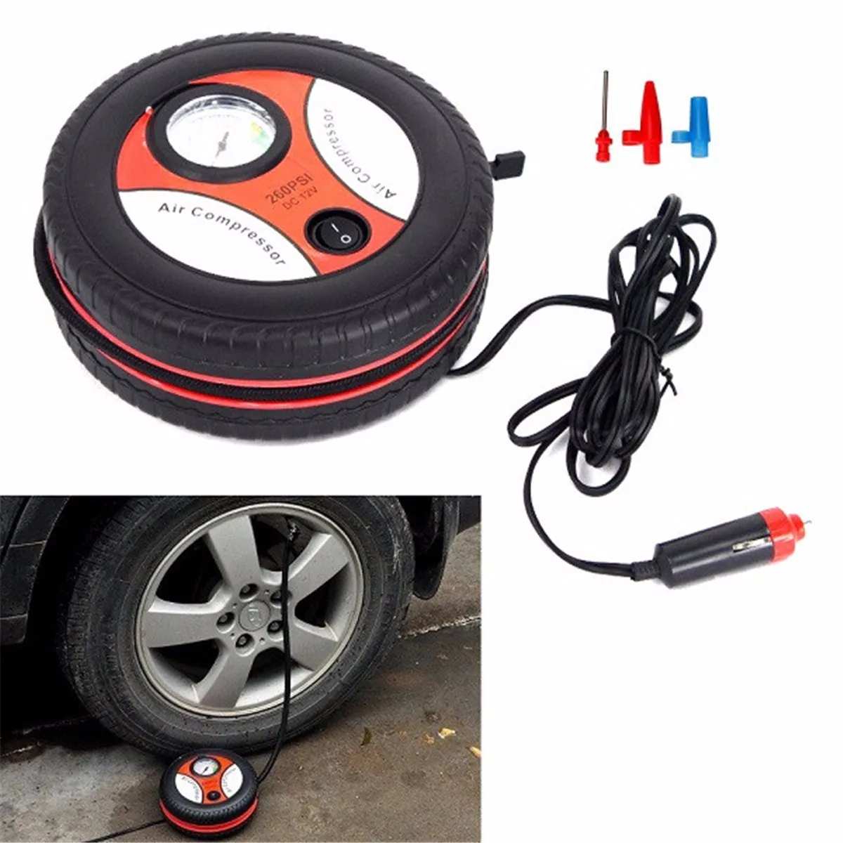 12V 260PSI портативный мини-автомобильный надувной насос воздушный компрессор шины