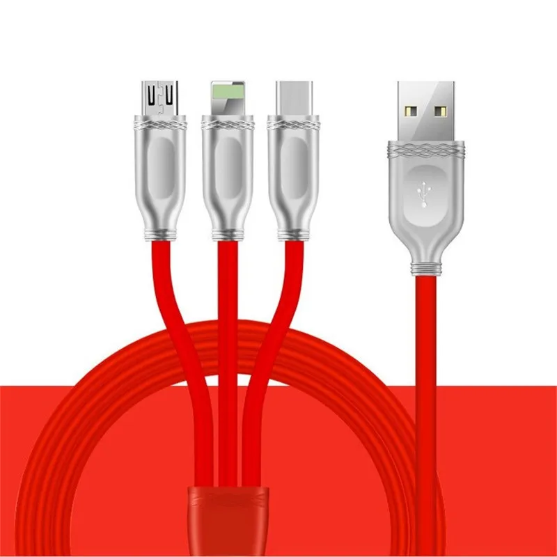 3 в 1 USB кабель для мобильного телефона Micro Type C зарядный Lightning iPhone Samsung зарядное