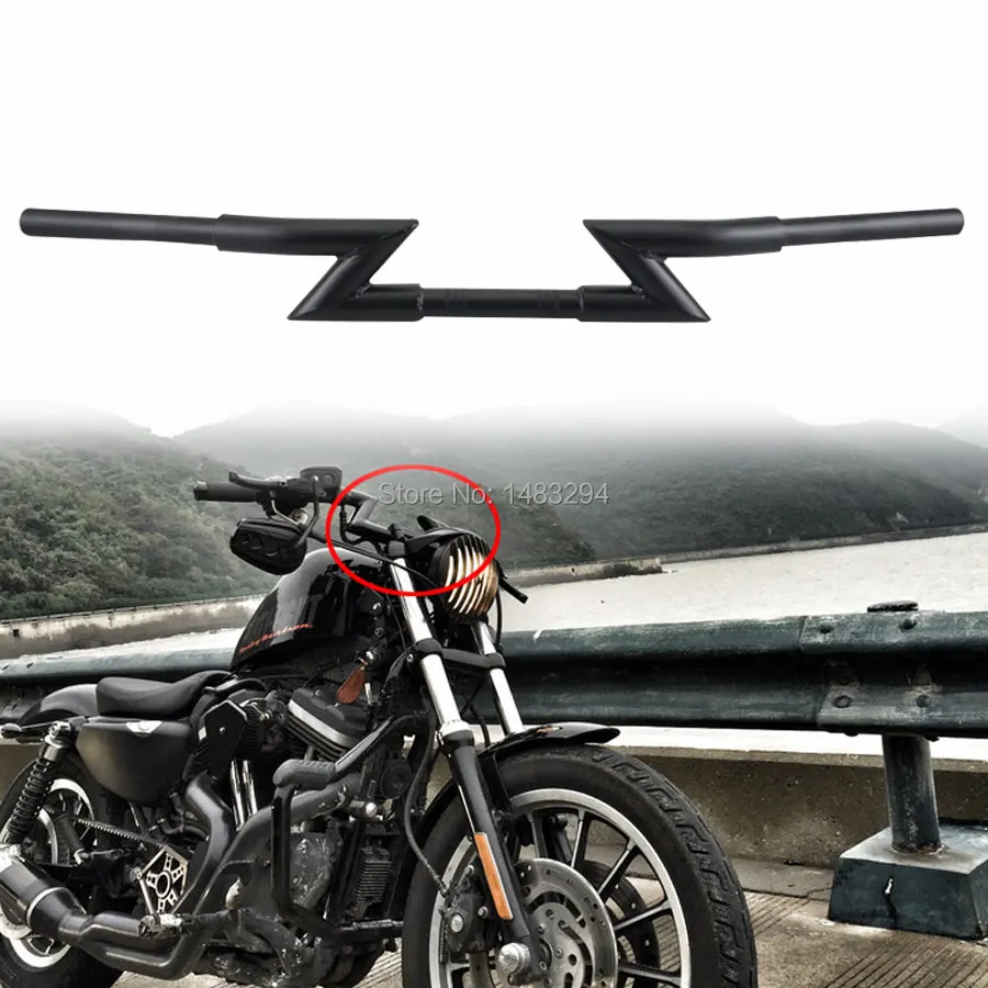 

Black 85CM Extended Thickened 1" Diameter Lightning Z-Bar Drag Handlebar Fits For Harley Honda Kawasaki 1 '' Diameter Universal